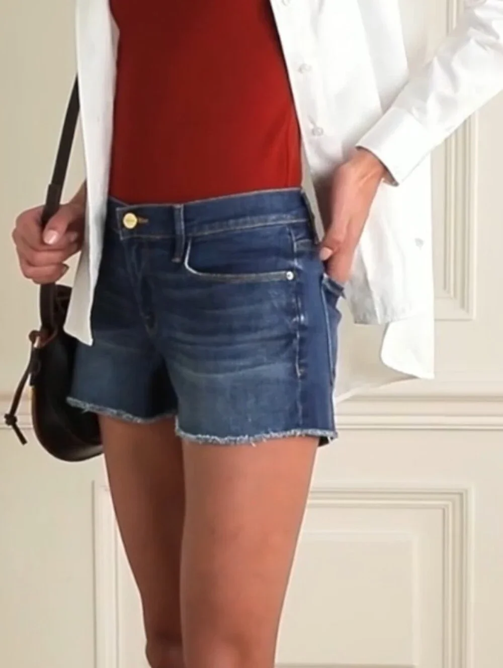 FRAME Le Cutoff Astor Raw Edge Denim Shorts Dark Wash 29 - Picture 12 of 12